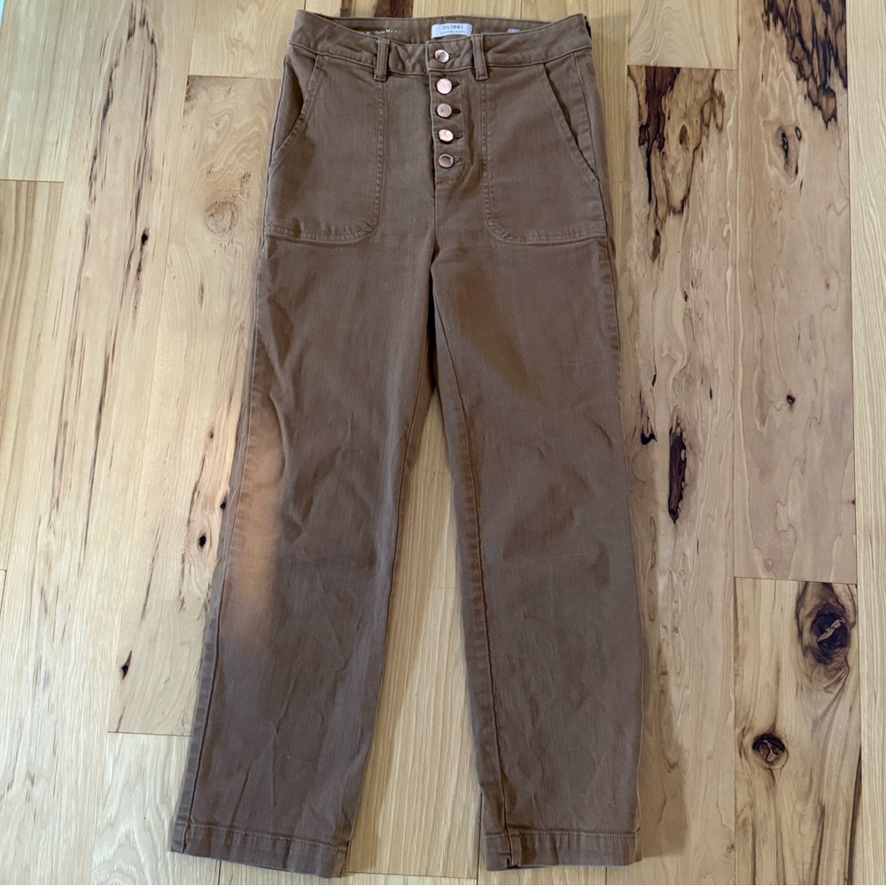 DL1961 Jerry High Rise Straight Pants in Warm Caramel